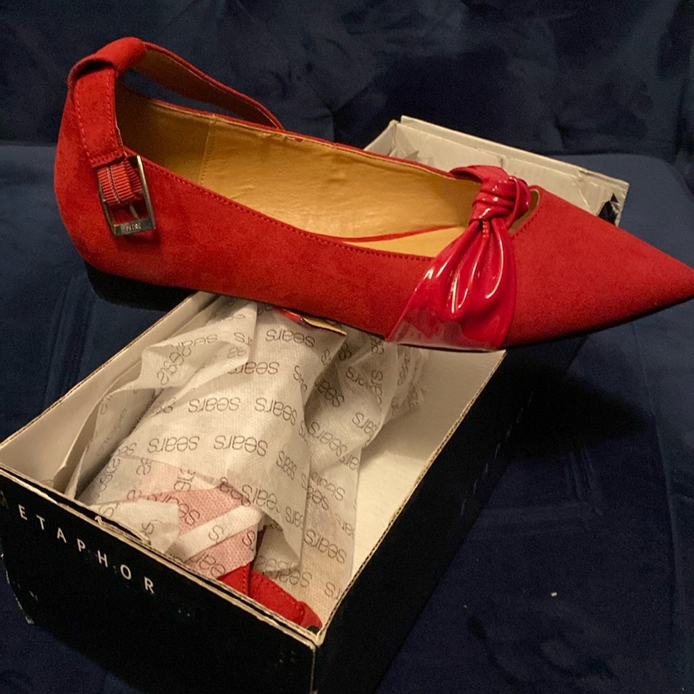 Red flats with tiny tiny heel